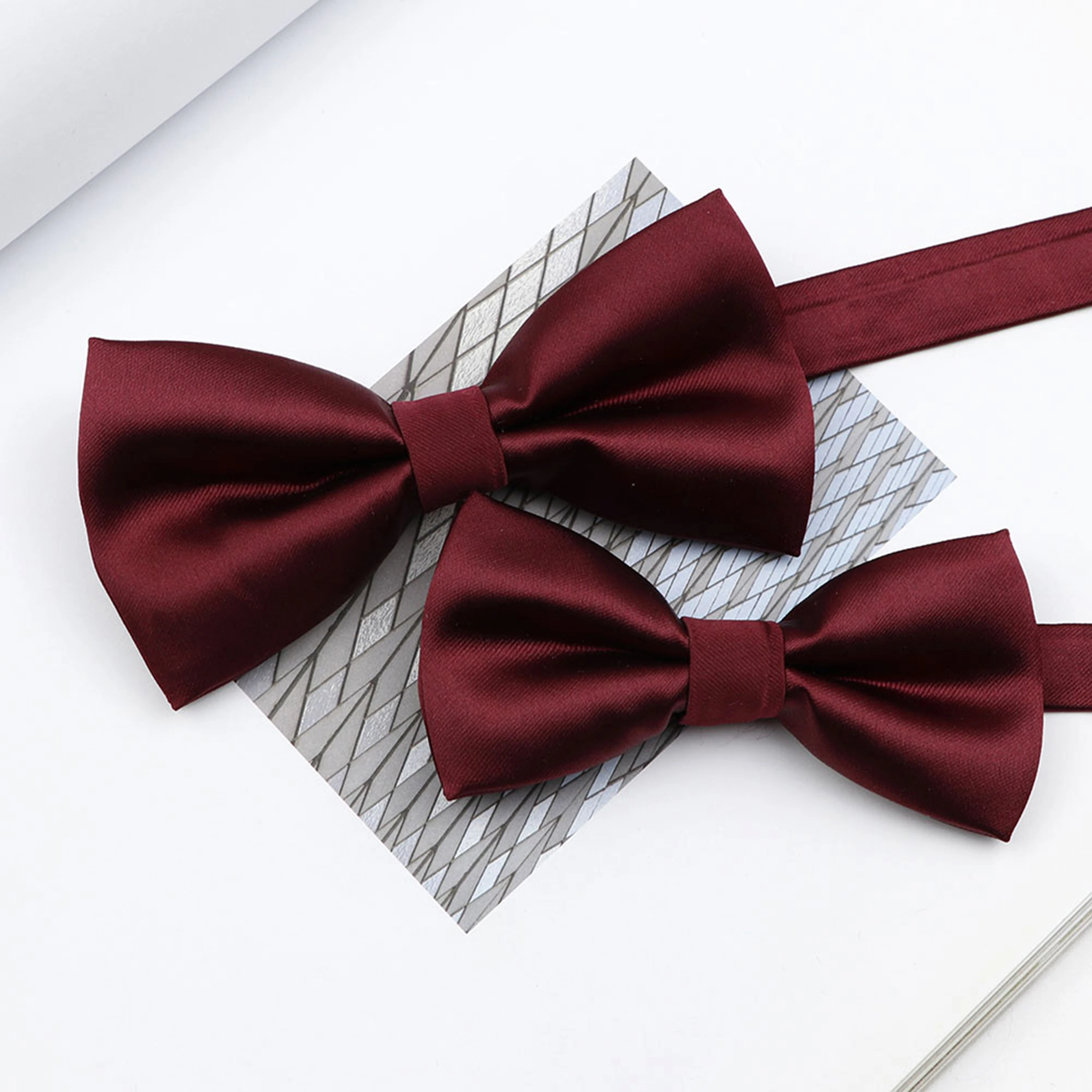 Colorful Solid Color Parent-Child Bowtie Set Classic Polyester Butterfly Satin For Father Son Party Dinner Wedding Accessory