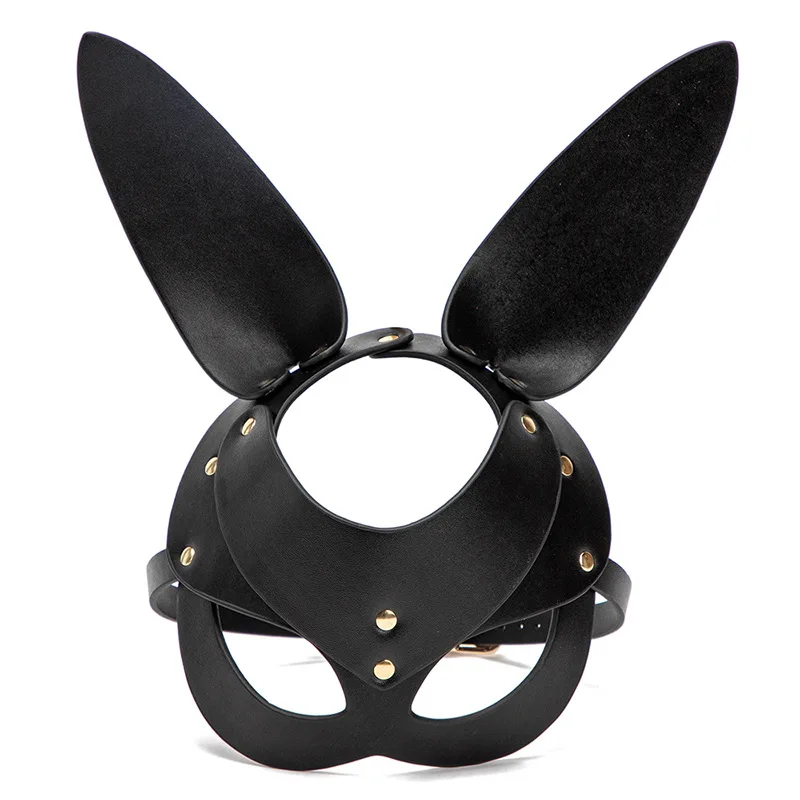 BDSM Mask Sex Toys For Women Bondage Restraints Leather Sexy Cosplay Rabbit Cat Ear Bunny Mask Masquerade Party Face Cosplay