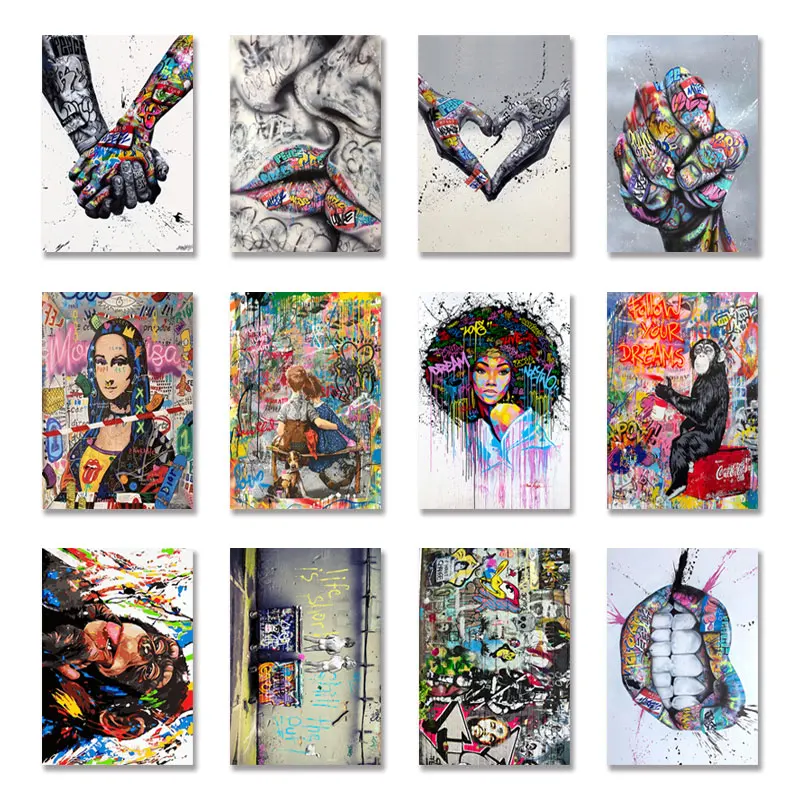 Wall Art Banksy Street Graffiti Collage Monkey Abstract Canvas Painting Posters And Prints Modern Living Room Home Decoration