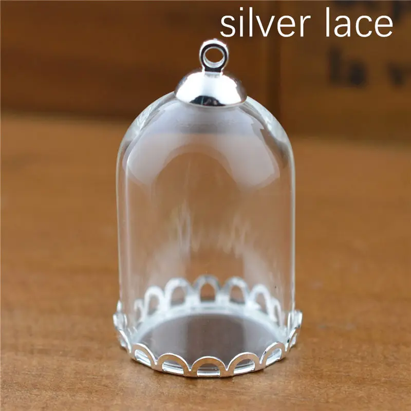 5set 30*20mm hollow glass tube with setting base beads cap set no filler glass bottle glass vail pendant fashion DIY accessory