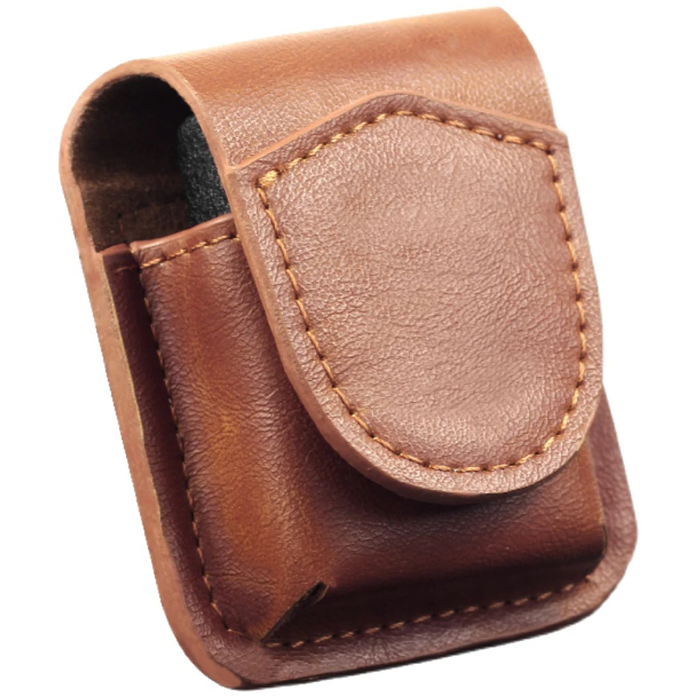 New Arrived Solid Color Without Pattern Handmade PU Leather Kerosene Oil Lighter Belt Case Waist Bag For Zippo Lighters