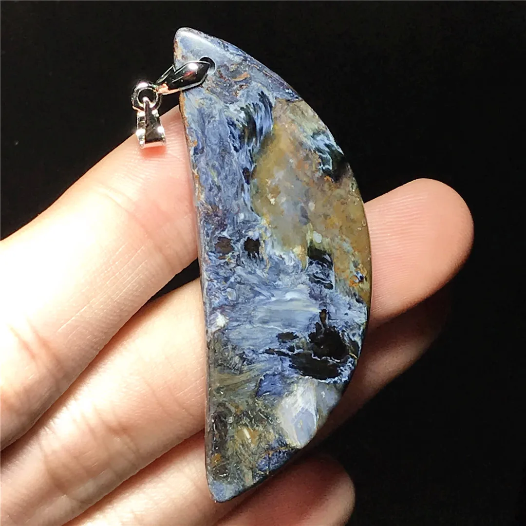Natural Blue Pietersite Stone Pendant For Women Lady Man Love Gift Silver Crystal 51x19x7mm Beads Namibia Gemstone Jewelry AAAAA