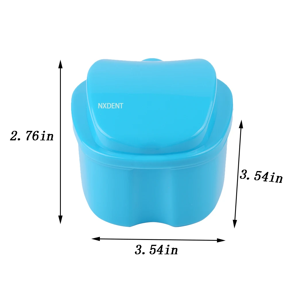 1pcs Plastic Denture Bath Box Case Dental False Teeth Storage Box With Hanging Net Container Plastic Artificial Tooth Organizer