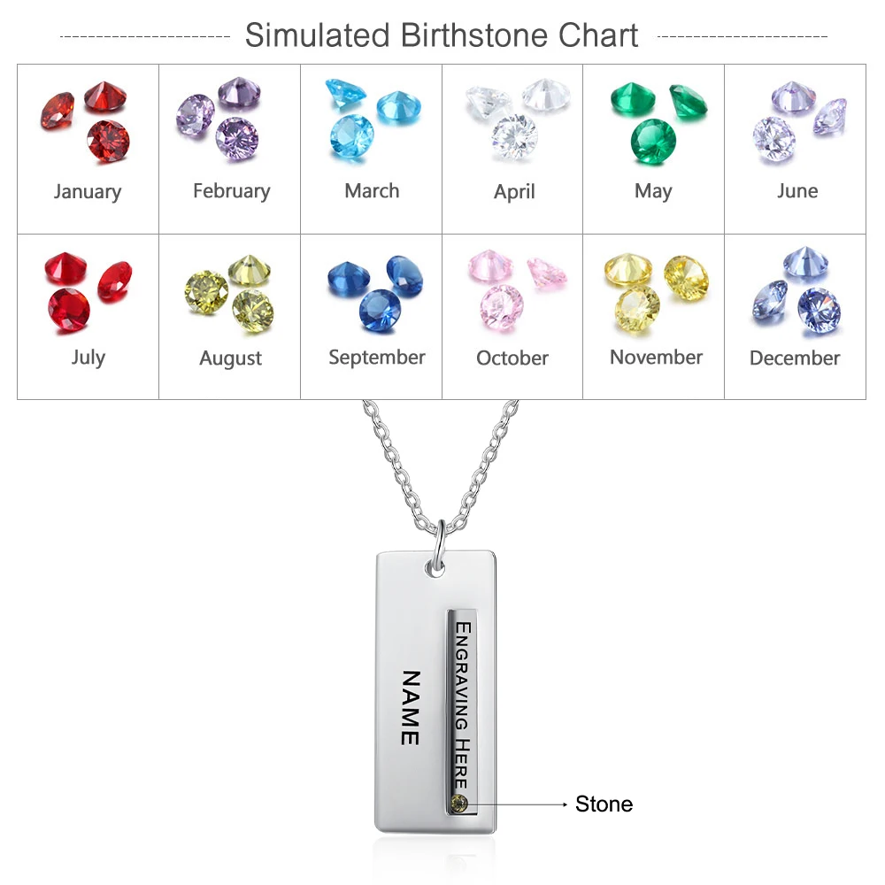 JewelOra New Personalized Engraving Name Pendant Jewelry Geometric Customized Birthstone Necklaces for Women Christmas Gifts