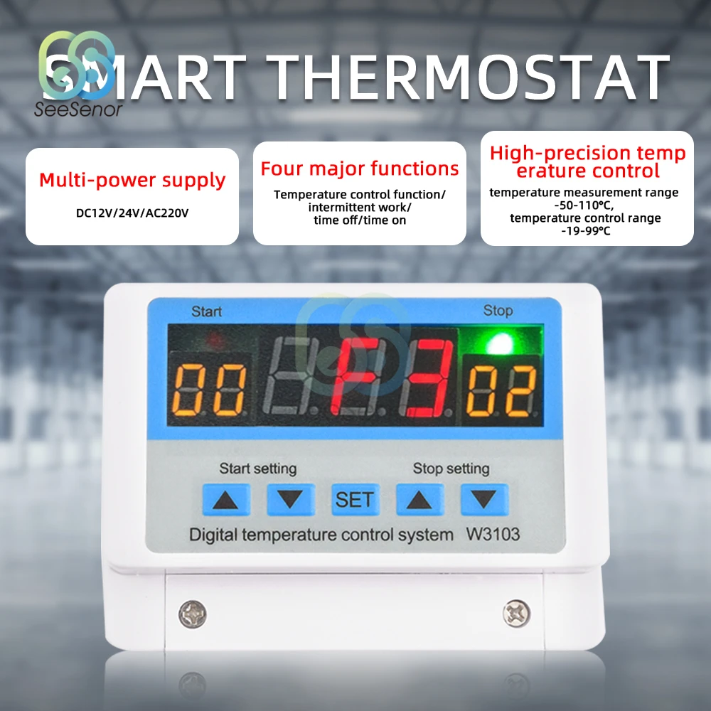 W3103 Digital Control Temperature Controller Thermostat Switch Thermometer New Thermoregulator 12V 24V 220V 30A