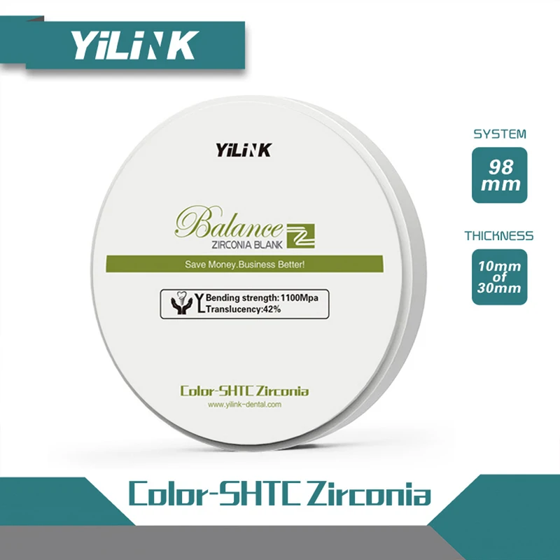 

Yilink Color SHTC Pre-shaded Dental Zirconia Block Open System 98mm Thickness 16mm Vita 16 Colors for Dental lab CAD/CAM