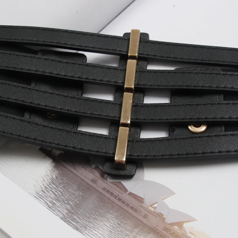Ceinture large en cuir PU pour femmes, accessoire de mode, élastique, ajouré, Corsets pour robe, R740
