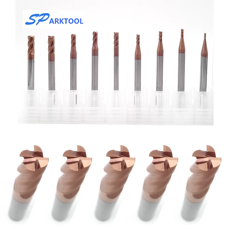 HRC55 Góc Làm Tròn Carbide cấp cối xay Hợp Kim Phủ Thép Tungsten Cắt 4 Sáo Dao Phay CNC maching Cấp cối xay