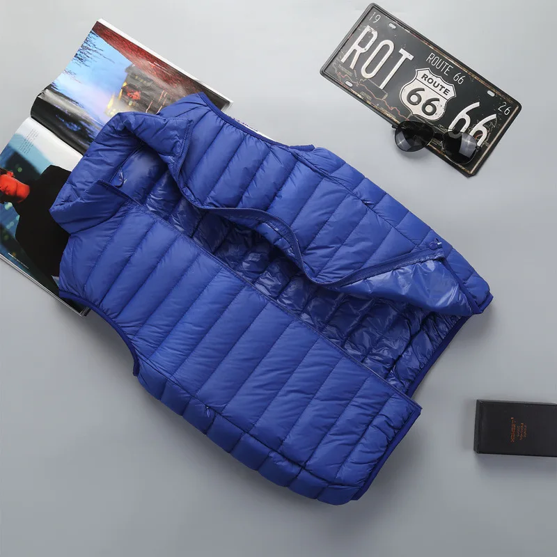 Winter Mannen Eendendons Vest 2021 Jas Ultralight Mouwloze Puffer Vest Jas Ultra Dunne Warme Lichtgewicht Donsjack Vest