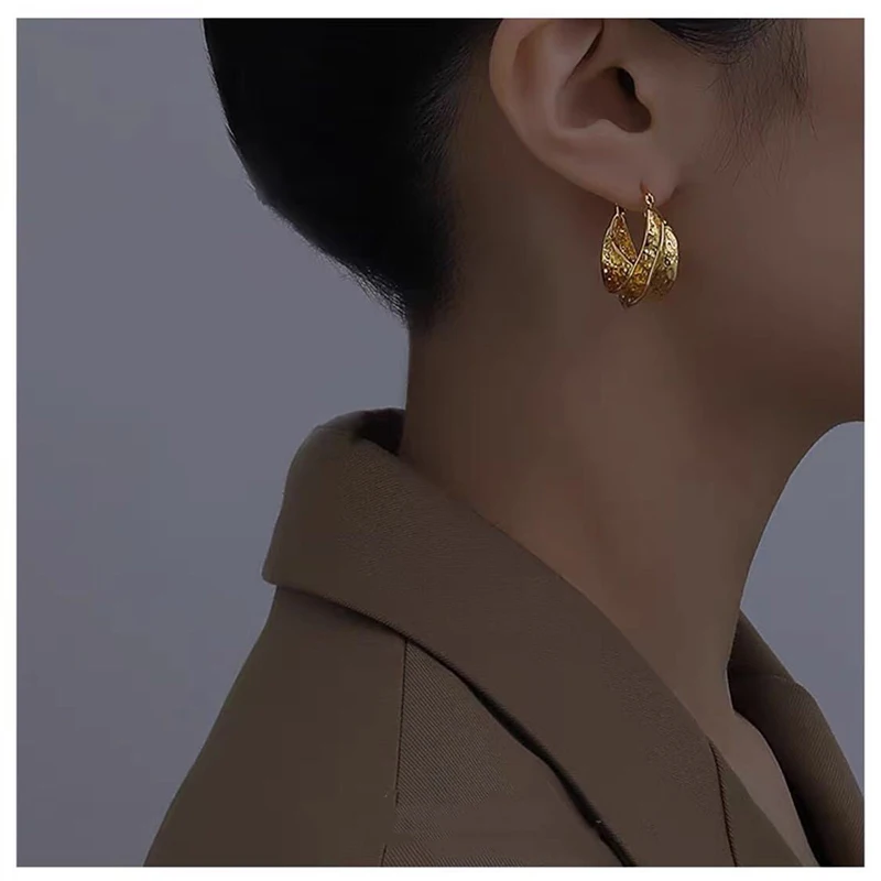 Earrings for Women Girls  2021 Trend Gold Metal Circle Hoop Earrings Irregular Unusual Jewelry Gift Swirl Piercing  Accesories