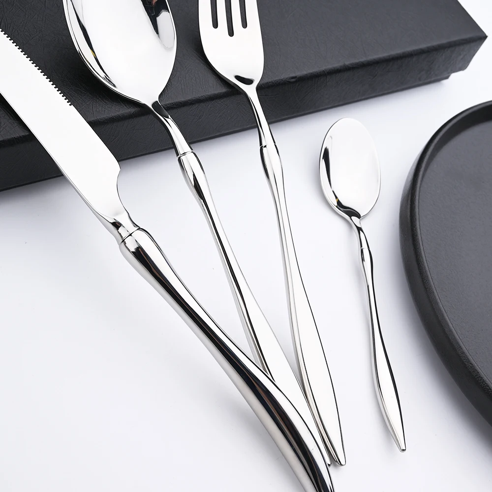 18/10 Dinnerware Vintage Cutlery Set Stainless Steel Mirror Silverware Set Spoons Knife Fork Tableware Home Kitchen Flatware Set