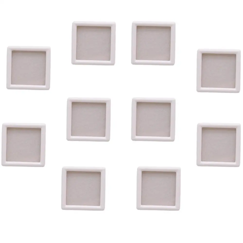 10Pcs  3*3*1.7cm Plastic Loose Diamond Display Package Box Square Gem Stone Case Foam Pad Diamond Storage Box