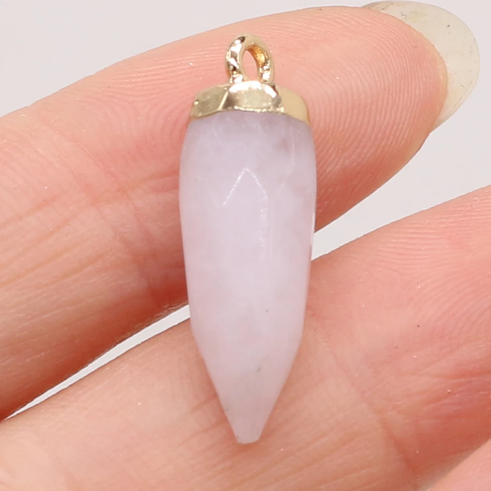 Natural Gem Pointy Cut Face Pendant Picture Stone Amethyst Tiger Eye DIY Necklace Various Irregular Shape Making Jewelry Gift