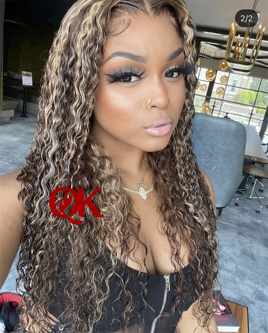 QueenKing hair Highlight Balayage Color Lace Front Wig 13x4 Transpant Lace 4/27 Preplucked Hairline Brazilian Human Remy Hair