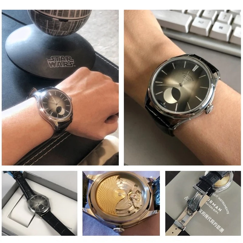 BORMAN สแตนเลสผู้ชายนาฬิกา Power Reserve 80 ชั่วโมง Moon Phase นาฬิกาอัตโนมัติ Sapphire กระจกกันน้ํา 50M นาฬิกา