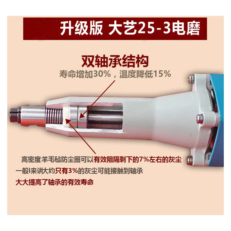 High-speed electric grinder 25-3 high-power direct-grinding electric drill root carving wood carving grinding  carving too