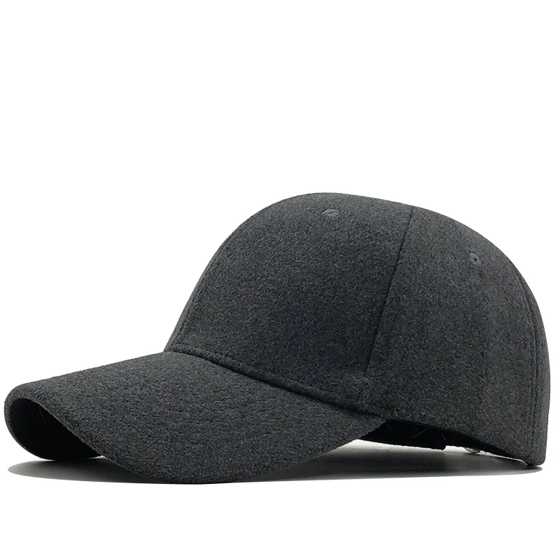 Simple Men Winter Spring Autumn Adjustable Baseball Hat gray Wool Cap for Men Women Tactical Snapback Hat