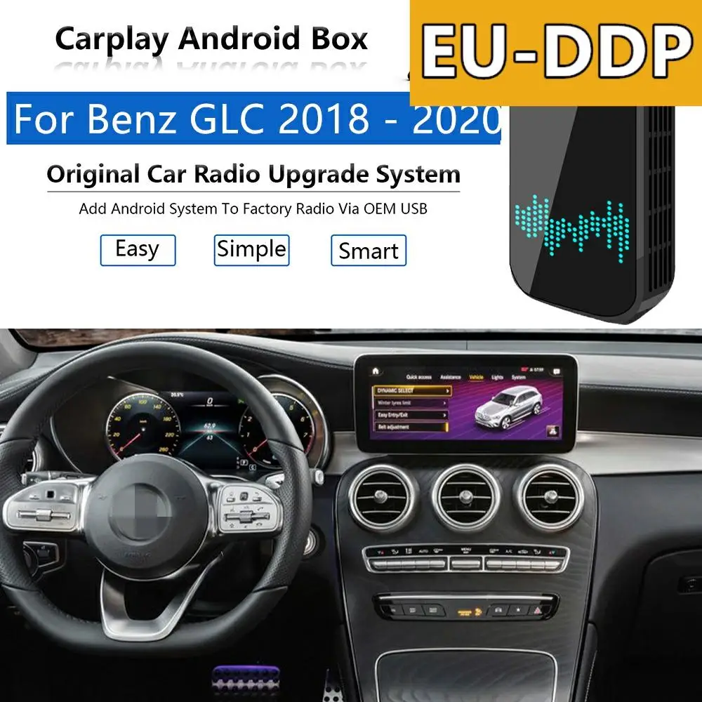 Radio Carplay upgrade Android Auto Audio For Mercedes Benz GLC 2018 - 2020 Apple Wireless Box Car Multimedia Player Mirror Link