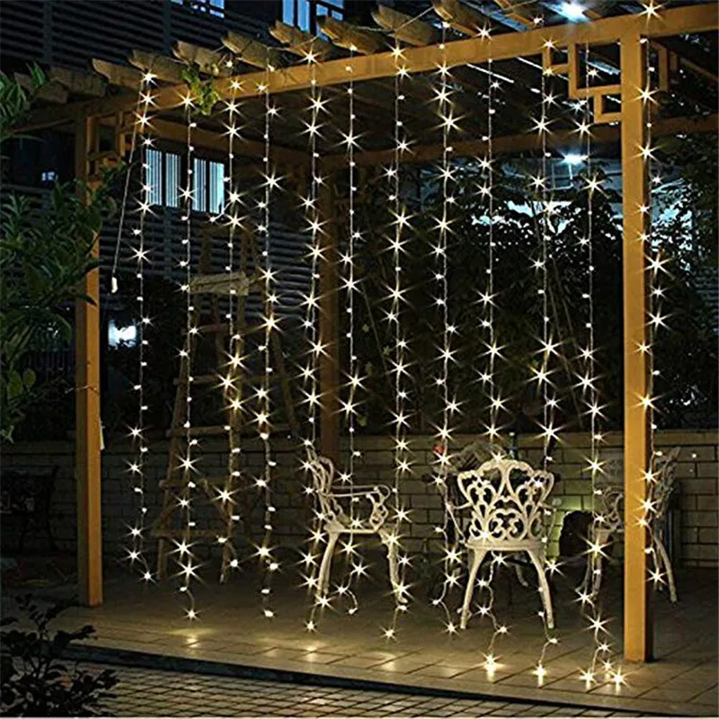 

3x3m 300Led Icicle Led Curtain Light String Fairy Light Led Christmas Light for Wedding Home Window Party Decor 220v 8 Mode