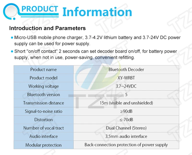 Bluetooth Audio Empfänger bord Bluetooth 4,1 BT 5,0 Pro XY-WRBT MP3 Lossless Decoder Board Wireless Stereo Musik Modul Mit Fall – Detail 16