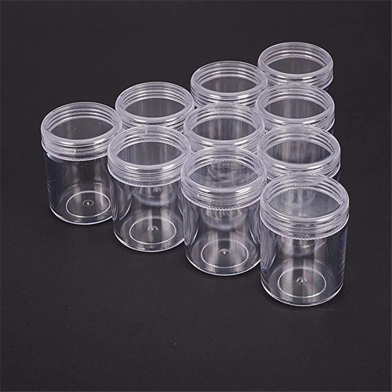 10pcs Clear Plastic Bead Containers for Jewelry Packaging Nail Beads Tool Storage Rhinestone Bead Diamond Painting Box Gems Case