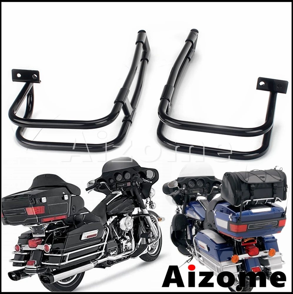 

1Pair Motorcycle Steel Saddlebag Guard Rails Steel Saddle Bag Bracket For Harley Touring Road King Street Electra Glide 14-2021