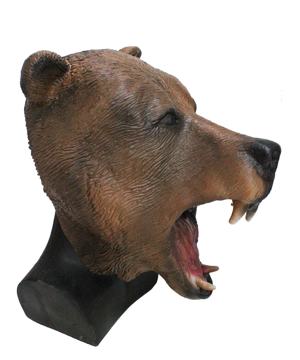 Realistic Grizzly Bear Head Brown Bear Mask Latex Full Head Animals High Quality Fancy Dress Up Party Masks