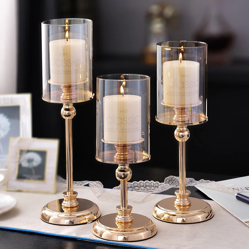 

Europe Crystal Metal Candle Holders Christmas Candelabra Crafts Vintage Candlestick Luxury Wedding home decoration accessories