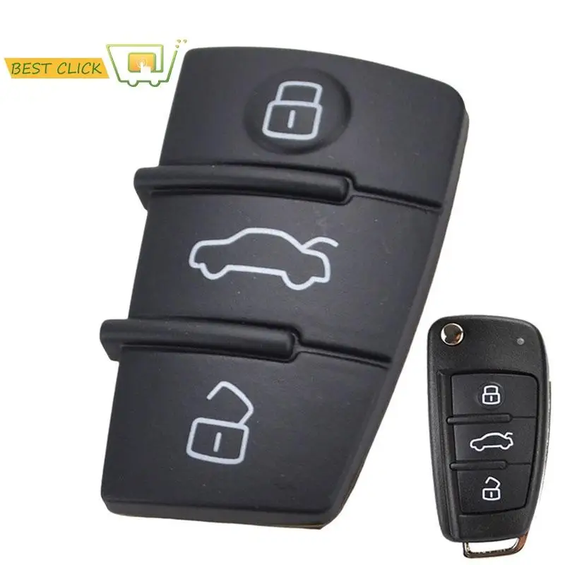 3 Button Replacement key Pad Rubber Remote Key Shell Fob For Audi A1 S1 A3 A4 A5 A6 A8 Q5 Q7 TT RS