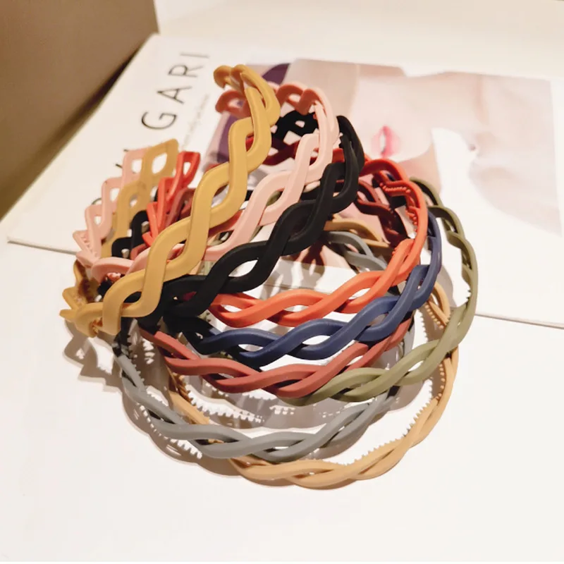 New Fashion Solid Color Resin Cross Anti-slip Wave Shape Toothed Wild Women Girls Hair Accessories Headdress