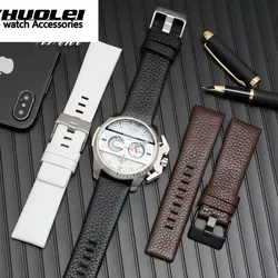 22mm 24mm 26mm 28mm 30mm High Quality Genuine Leather Genuine leather watchband Black& White& Brown  watch strap for DZ7311