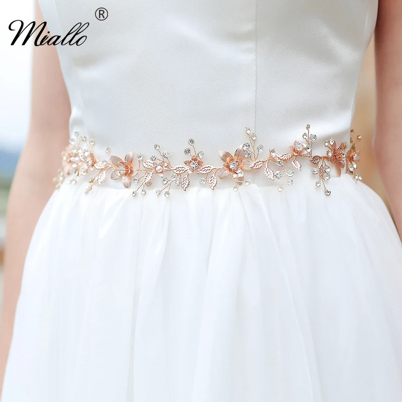 Miallo Bridal Rhinestone Belts for Women Wedding Accessories Crystal Fashion Prom Dress Belt Strass Bride Sash Bridesmaid Gift