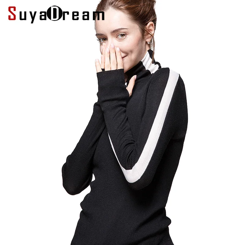 Women Wool Pullover 100%Merino Wool Turtleneck Sweater For Women Tight Ribs Knit Sweater 2019 Fall Winter Knitwears