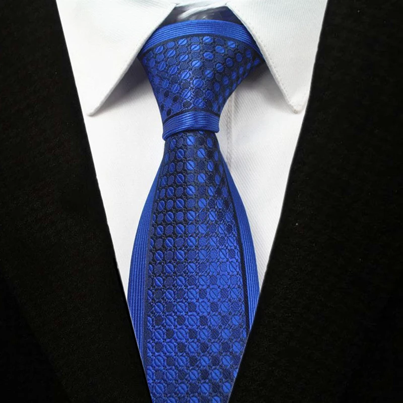 Ricnais 6cm Slim Tie Red Bule Dot Plaid Jacquared Necktie For Mens Business Wedding Skinny Gravata Accessories Gifts Neck Ties