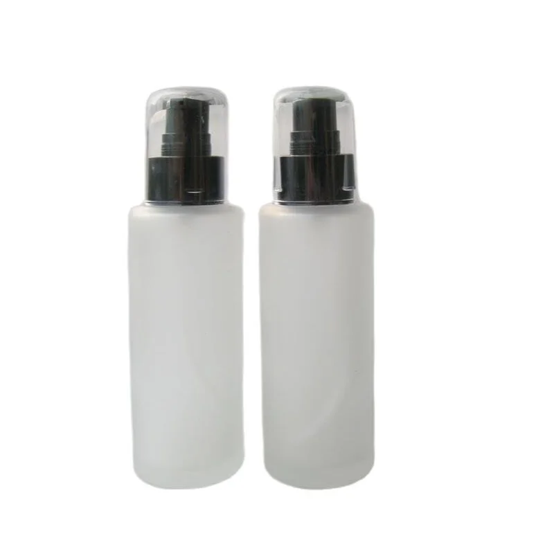 

100ML 10pcs/lot Frosted Glass Cosmetic Spray Bottle, High Quality Matte Clear Glass Lotion Pump Bottle, DIY Perfume Container