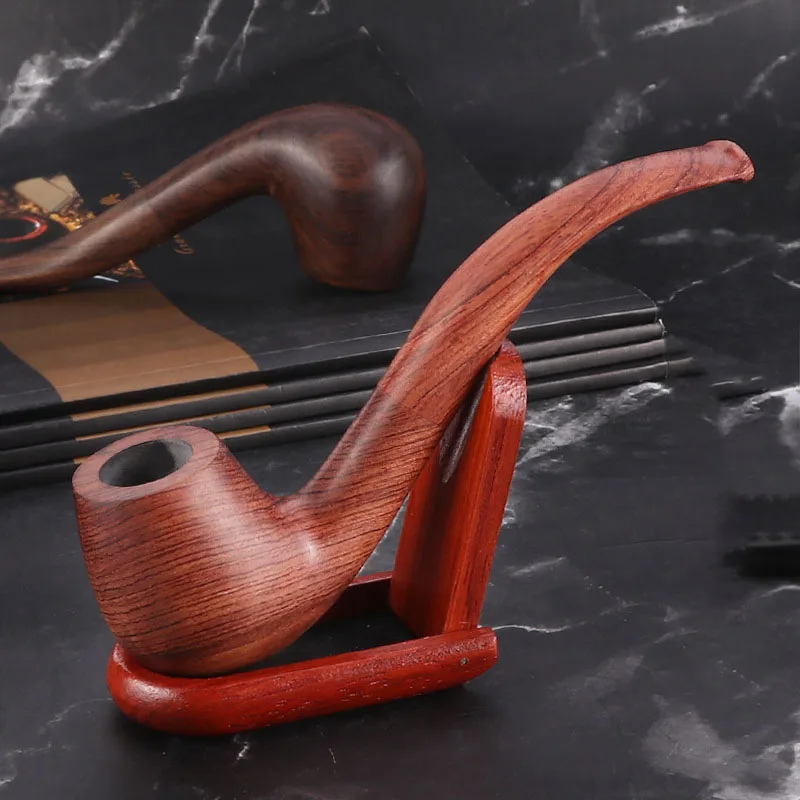 Red Sandalwood Smoking Pipe 9mm Filters Tobacco pipe Handmade cigarette holder Bent Type Tobacco pipes Gift men\'s smoking pipes