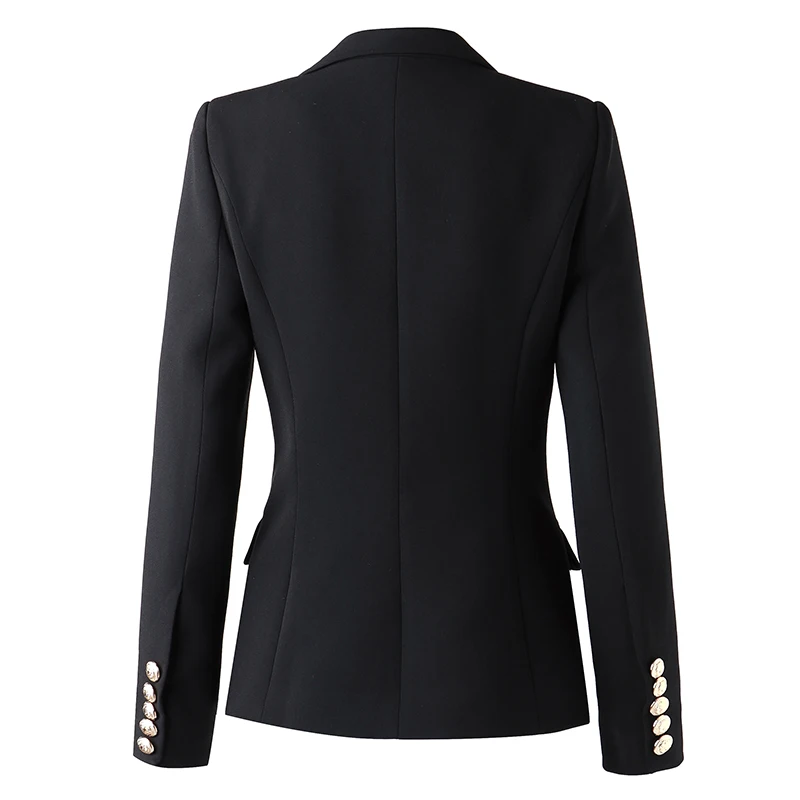 HarleyFashion-Blazer negro de alta calidad para mujer, Blazer ajustado de estilo europeo, diseño clásico, primavera y otoño