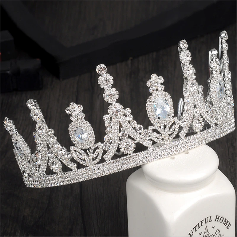 HG004 New plain korean girl rhinestone zircon crown elegant princess bridal wedding tiara fashion hair hoop for women