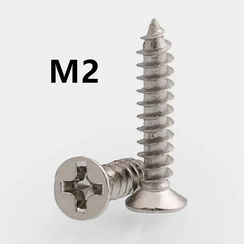 500pcs/lot M2x4/5/6/8/10/12mm KA GB846 nickel plated phillips countersunk / flat head self tapping screw