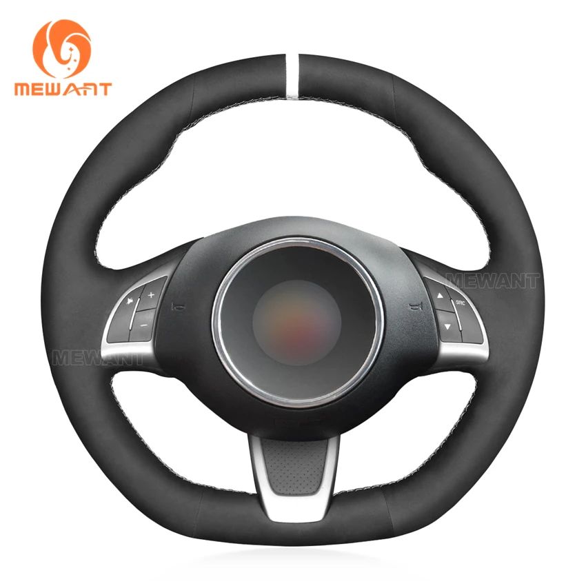 

MEWANT Black Suede Genuine Leather Car Steering Wheel Cover for Abarth 500 500C 595 595C 2009-2016 Fiat 500 GQ/S 500C S Linea