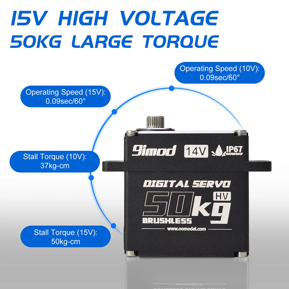 Servo brushless impermeabile 51KG 50KG 45KG 35KG 25KG Servo digitale in alluminio da 180 gradi ingranaggio metallico per robot per auto Traxxas Scx10 RC