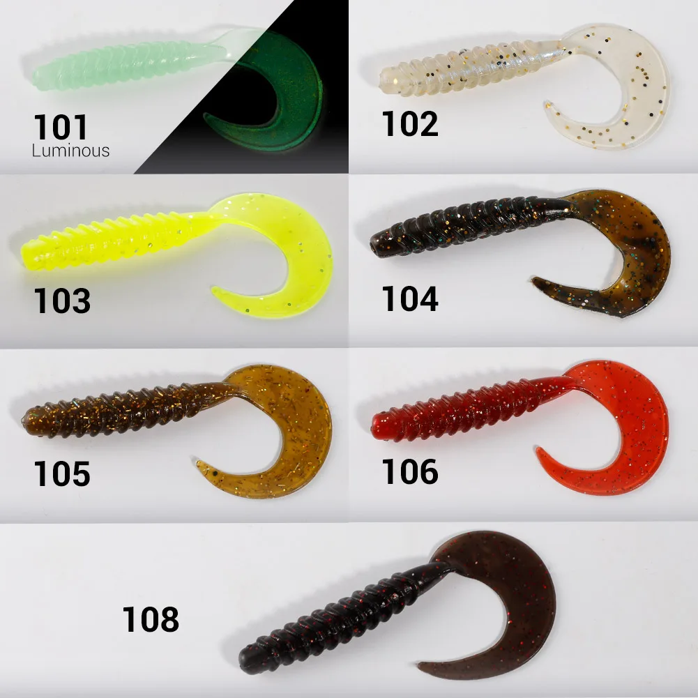 Noeby Soft Lure Worm Bait 7.5cm 2.7g Curly Grub Ribbed Silicone Bait Wobblers Rubber Swimbait Pike Perch Bass Fishing Tackle