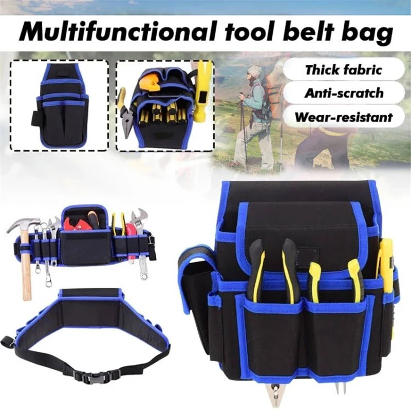 Electrician Tool Belt Bag Repair Bag Oxford Cloth Hardware Tool Pocket Multi-function Waist Pack Repair Tool Storage Bag