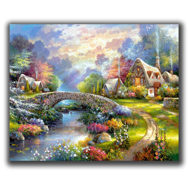 

5D Diamond Mosaic Diy Diamond Embroidery Country Bridges & Water Full Diamond Painting Cross Stitch Rhinestone Home Decorations