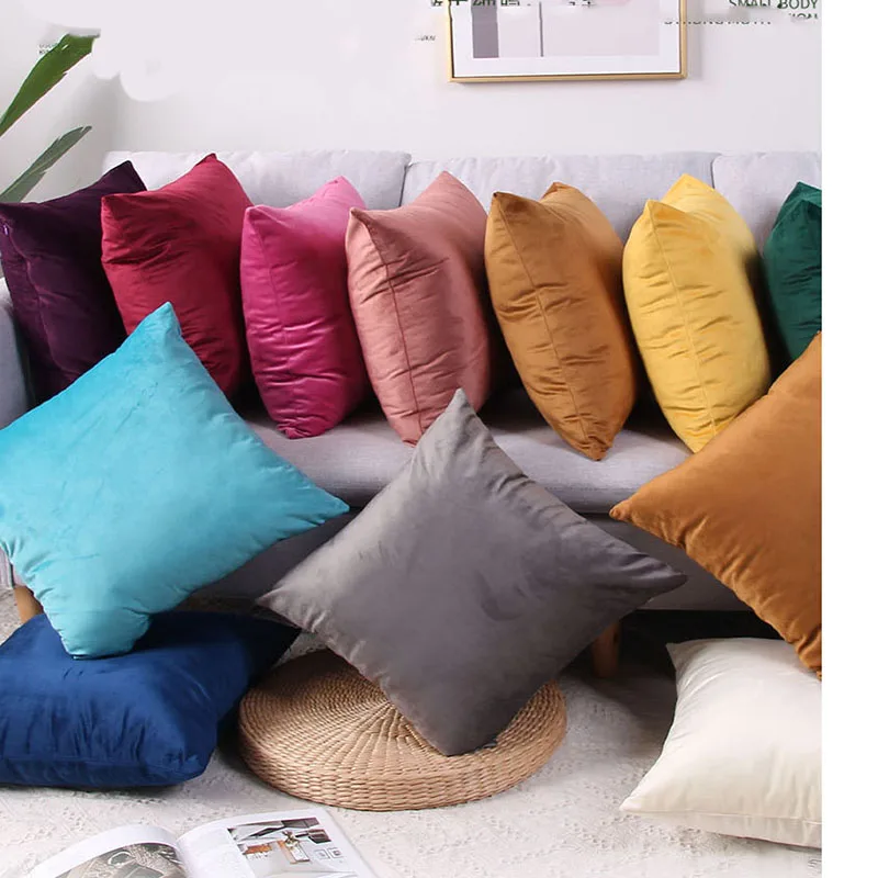 

45*45cm Pillowcase Velvet Pillowcase Pure Pigment Color Sofa Pillowcase Car Home Bed Cushion Cover Home Decoration Pillowcase