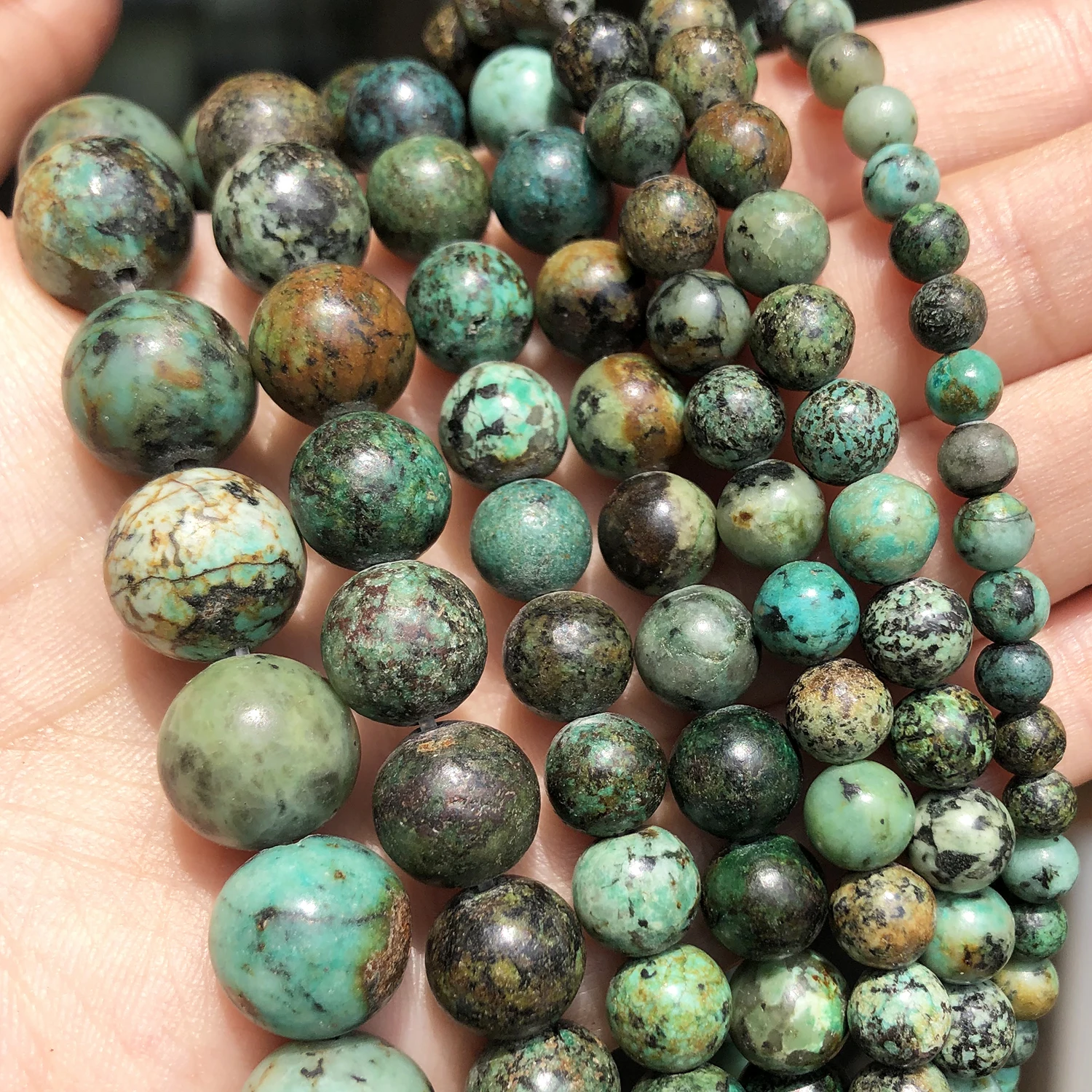 Natural Stone African Turquoises Round Loose Beads 15\'\' 2 3 4 6 8 10 12mm For Jewelry Making DIY Bracelet Necklace Accessories