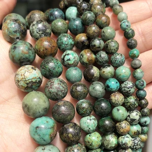 Batu Alam Turquoises Afrika Manik-manik Longgar Bulat 15" 2 3 4 6 8 10 12mm untuk Pembuatan Perhiasan DIY Aksesori Kalung Gelang 12 manik-manik batu howlite penjualan terbaik - №