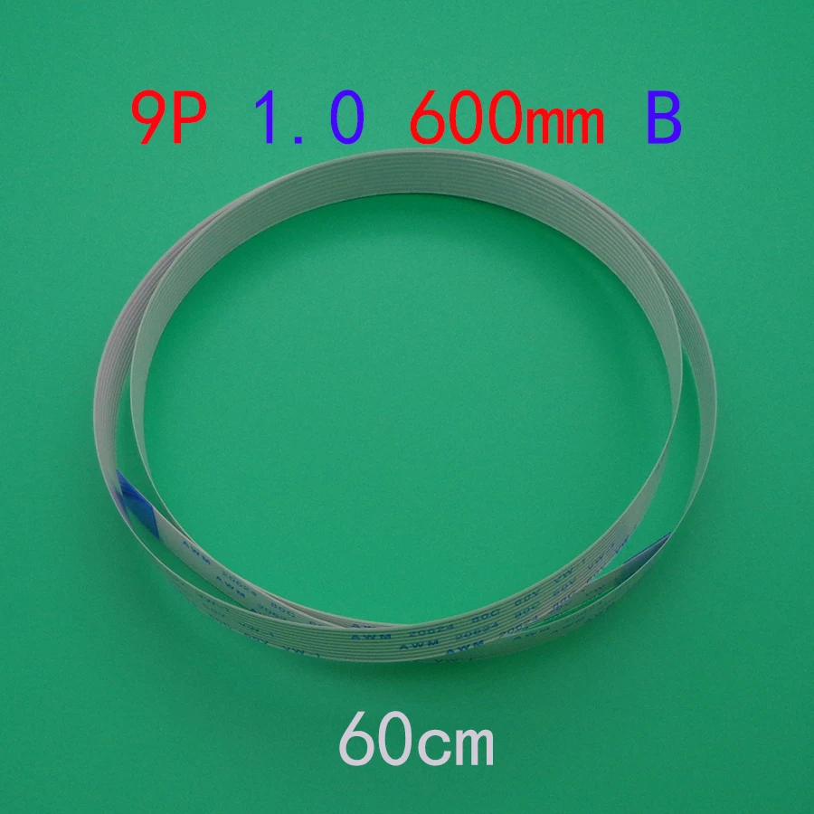

2PCS type-B FFC FPC flat flexible cable 1.0mm pitch 9 pin 9PIN Reverse Length 600mm 60cm Ribbon Flex Cable