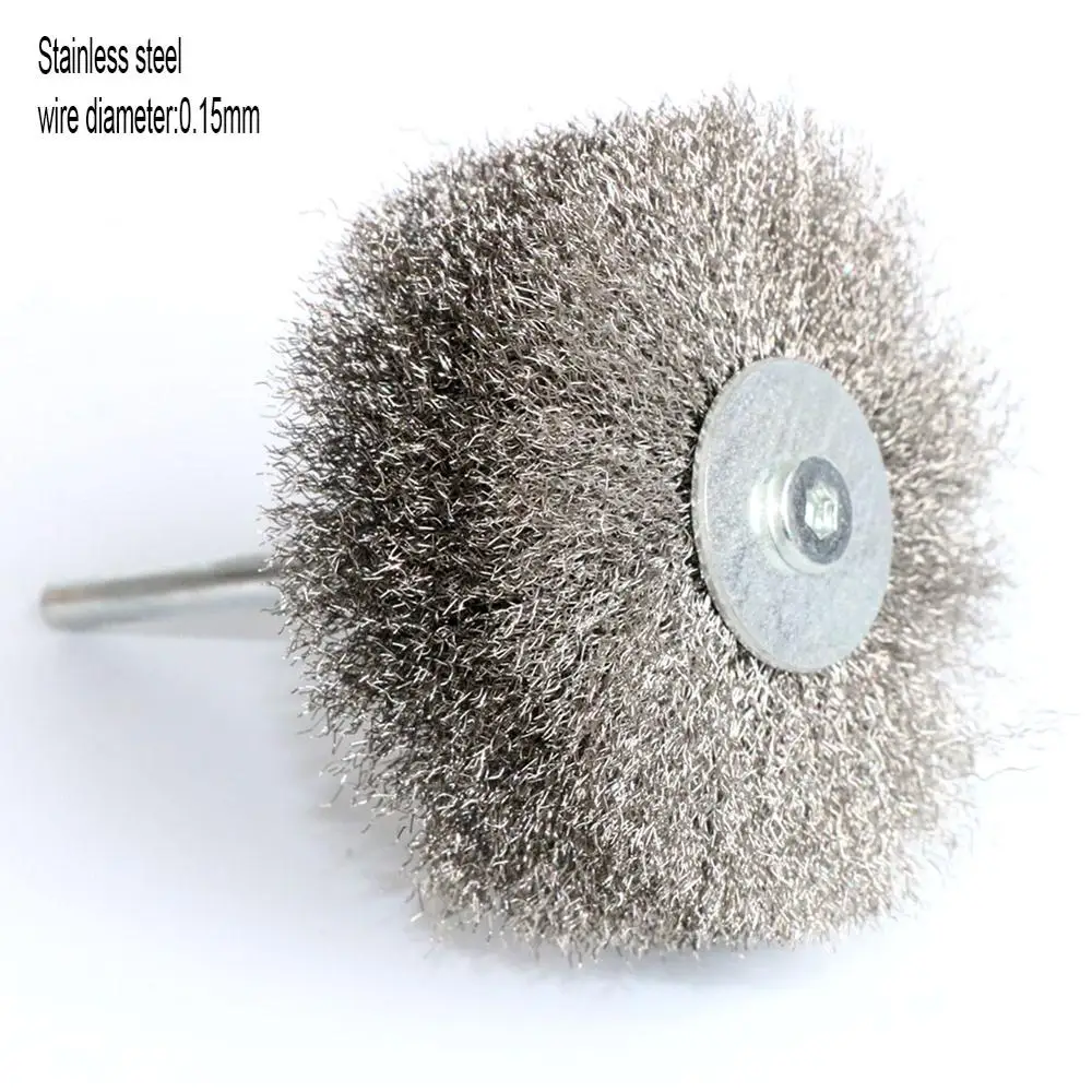 1Pc 80mm Stainless Steel Wire Abrasive Brush Brass wire Wheel Polishing Grinding Brush For Wood Metal 1/4\