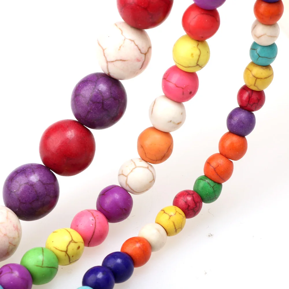 Random Fashion Colorful Round/Peace Symbol/Heart Stone Beads Charms Spacer DIY Necklace/Bracelets Handcrafts Jewelry Making